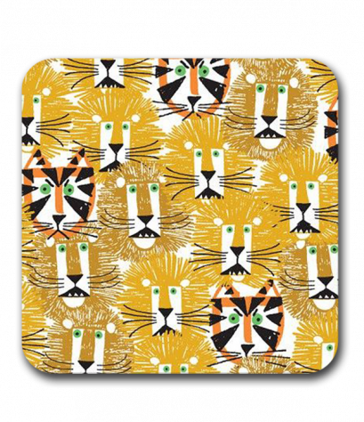 ที่รองแก้ว Vintage lions MDF Square coaster